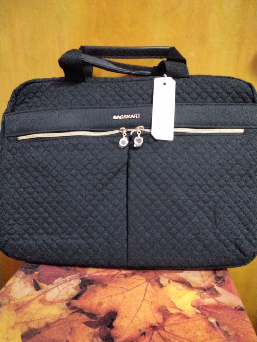 Bagsmart Quilted Black Laptop Briefcase - Black NWT